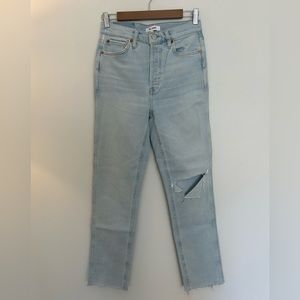 RE/DONE High rise, 80S slim straight, light wash denim - size 26